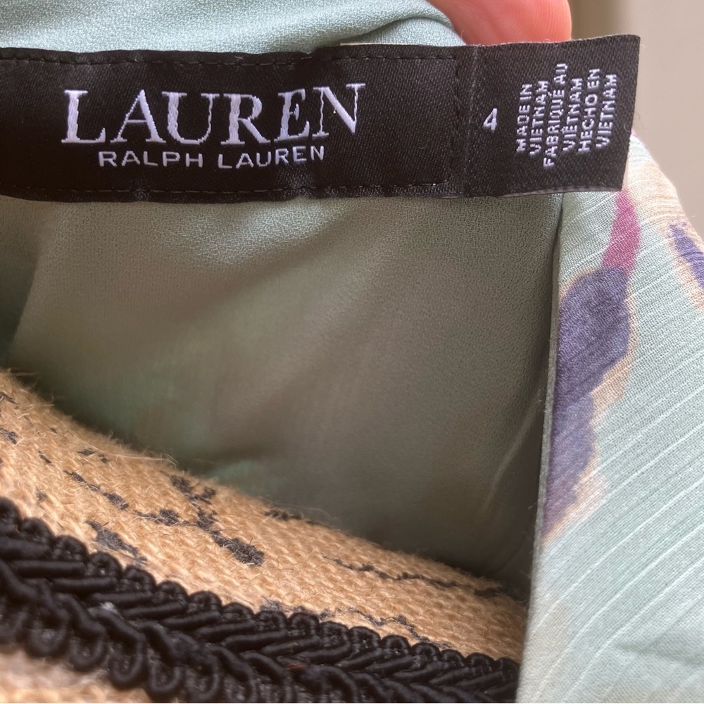 Lauren Ralph Lauren Georgette dress midi green/lavender 4 wedding guest - Picture 8 of 9